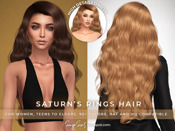 Alpha SATURN RING HAIR - The Sims 4 Custom Content