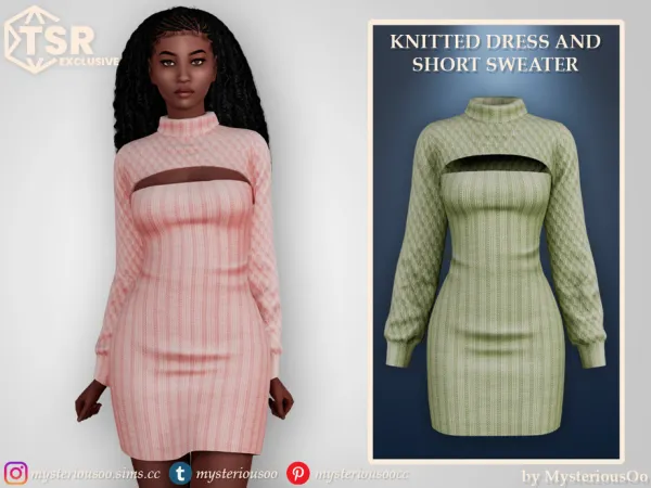 Alpha Knitted dress and short sweater by MysteriousOo - The Sims 4 Custom Content