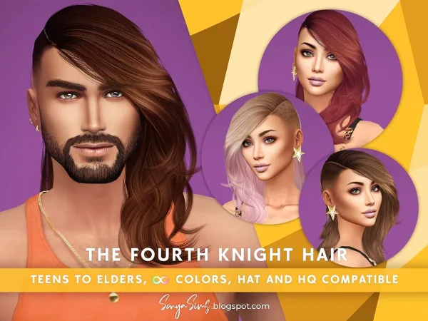 Alpha THE FOURTH KNIGHT HAIR MALE - The Sims 4 Custom Content