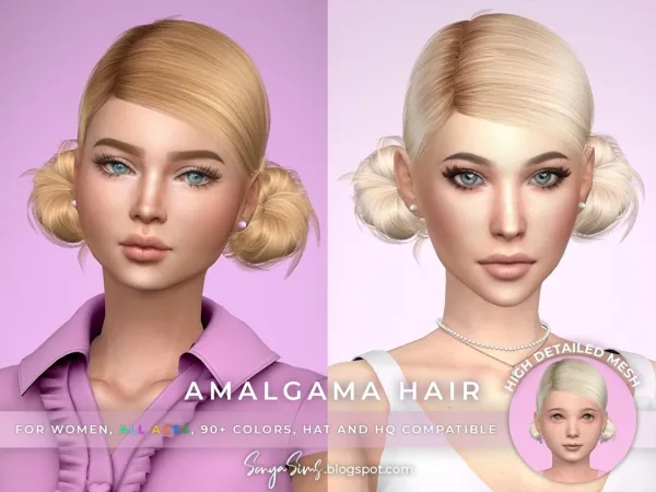 Alpha AMALGAMA HAIR - The Sims 4 Custom Content