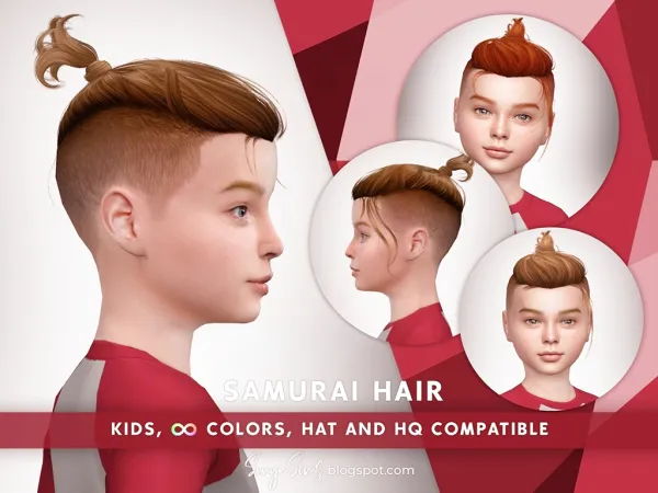 Alpha SAMURAI HAIR KIDS - The Sims 4 Custom Content