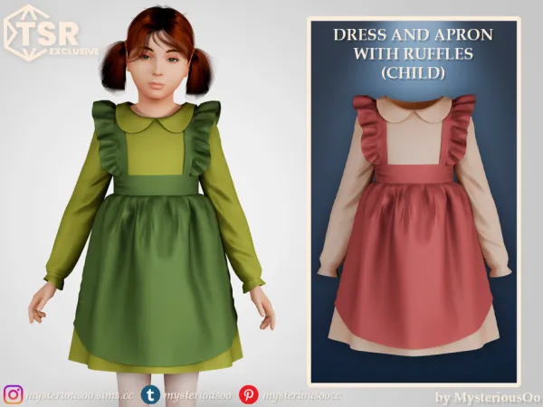 Alpha Dress and apron with ruffles Child by MysteriousOo - The Sims 4 Custom Content