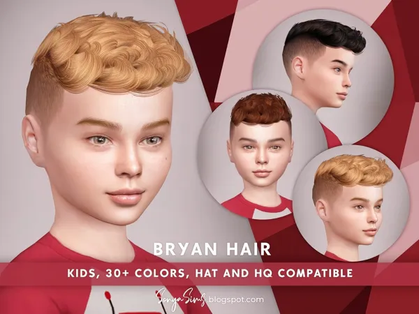 Alpha BRYAN HAIR KIDS - The Sims 4 Custom Content