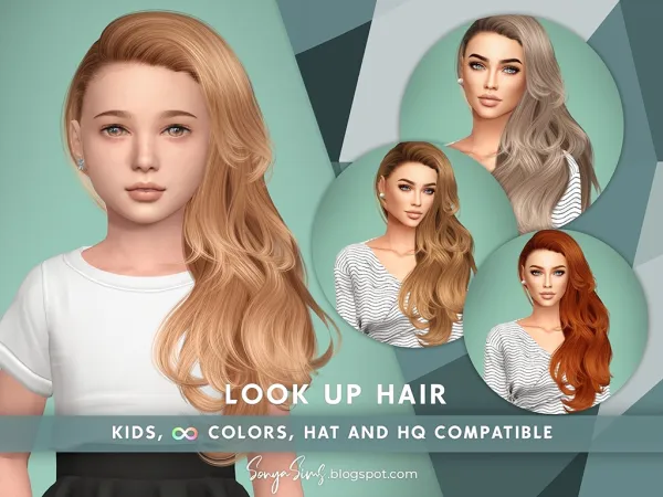 Alpha LOOK UP HAIR KIDS - The Sims 4 Custom Content