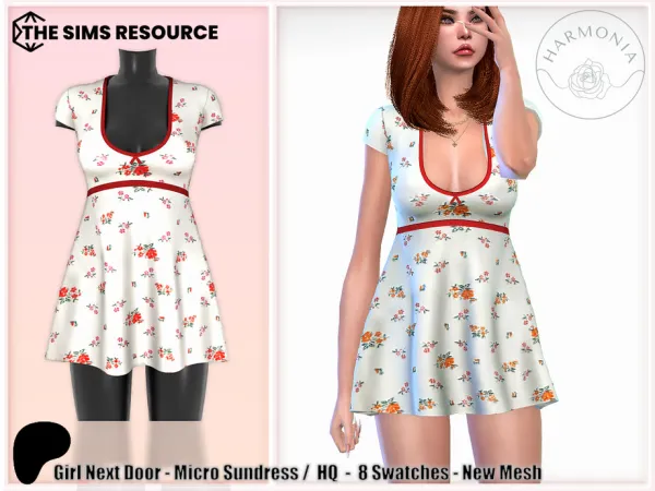 Maxis Match Girl Next Door Micro Sundress by Harmonia - The Sims 4 Custom Content