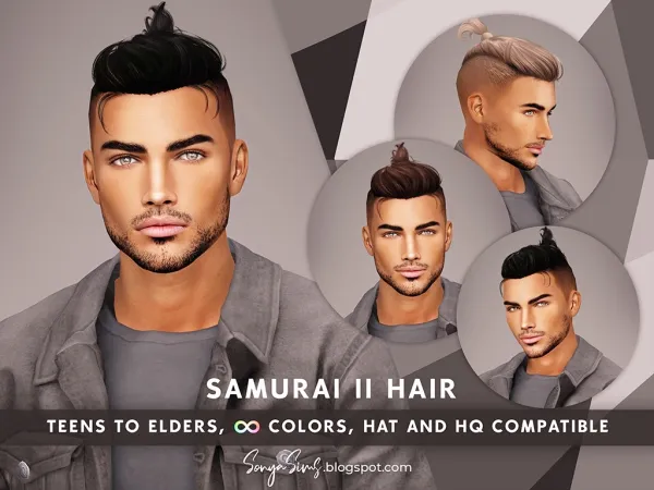Alpha SAMURAI HAIR II - The Sims 4 Custom Content