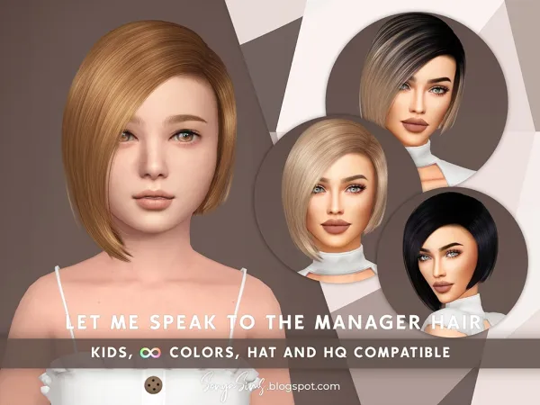 Alpha LET ME SPEAK TO THE MANAGER KIDS HAIR - The Sims 4 Custom Content