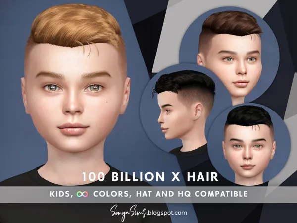 Alpha 100 BILLION X HAIR KIDS - The Sims 4 Custom Content