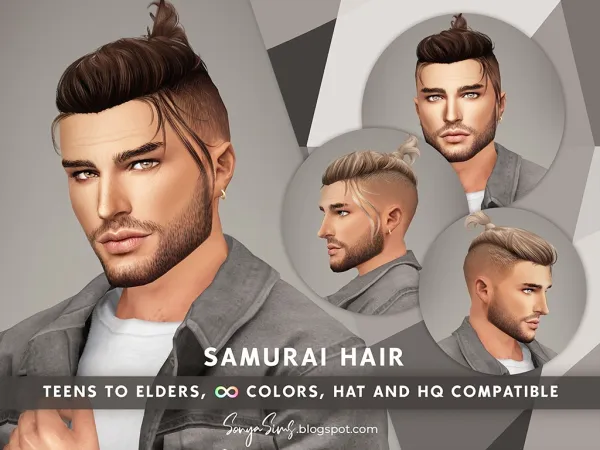Alpha SAMURAI HAIR - The Sims 4 Custom Content