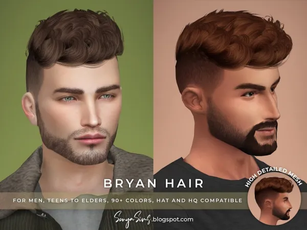 Alpha BRYAN HAIR - The Sims 4 Custom Content