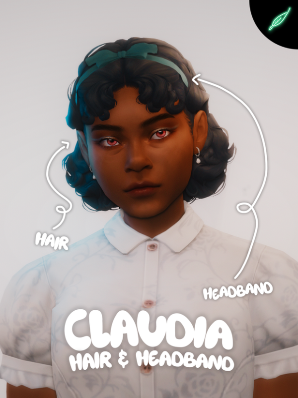 Maxis Match claudia hair (two versions) headband by simsfinds - The Sims 4 Custom Content