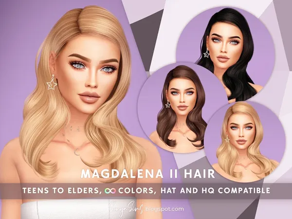 Alpha MAGDALENA HAIR (STYLE 2) - The Sims 4 Custom Content