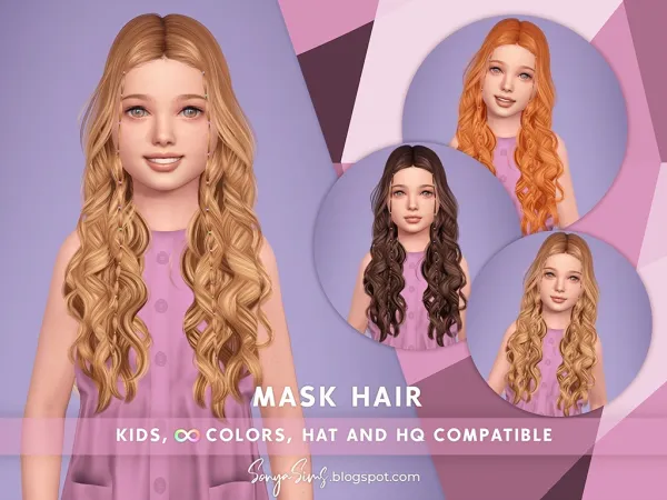 Alpha MASK HAIR KIDS - The Sims 4 Custom Content