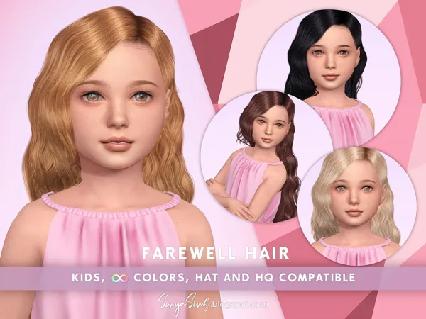Alpha FAREWELL HAIR KIDS - The Sims 4 Custom Content