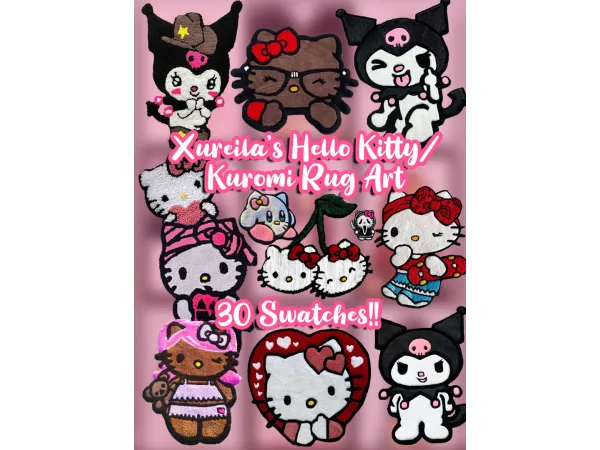 Alpha Xureila's Hello KittyKuromi Rug Art by Xureila - The Sims 4 Custom Content