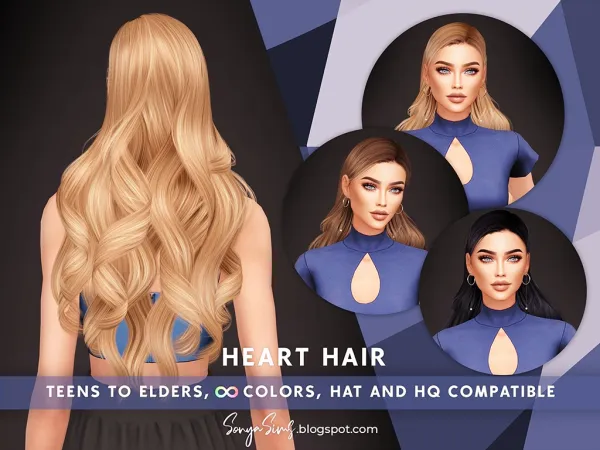 Alpha HEART HAIR by sonyasims - The Sims 4 Custom Content