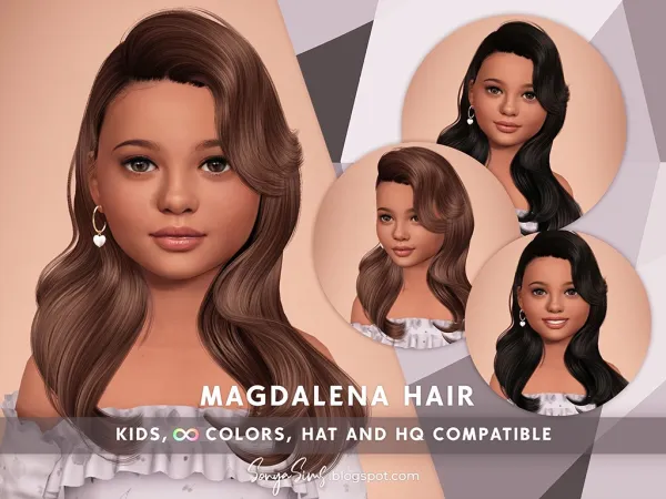 Alpha MAGDALENA HAIR KIDS (STYLE 1) - The Sims 4 Custom Content