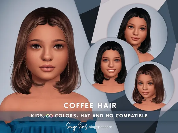 Alpha COFFEE HAIR KIDS - The Sims 4 Custom Content