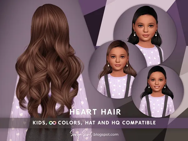 Alpha HEART HAIR KIDS - The Sims 4 Custom Content