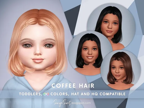 Alpha COFFEE HAIR TODDLERS - The Sims 4 Custom Content
