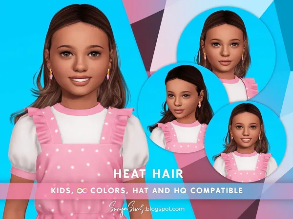 Alpha HEAT HAIR KIDS - The Sims 4 Custom Content