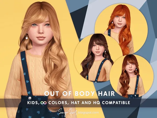 Alpha OUT OF BODY HAIR KIDS - The Sims 4 Custom Content
