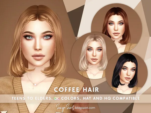 Alpha COFFEE HAIR - The Sims 4 Custom Content