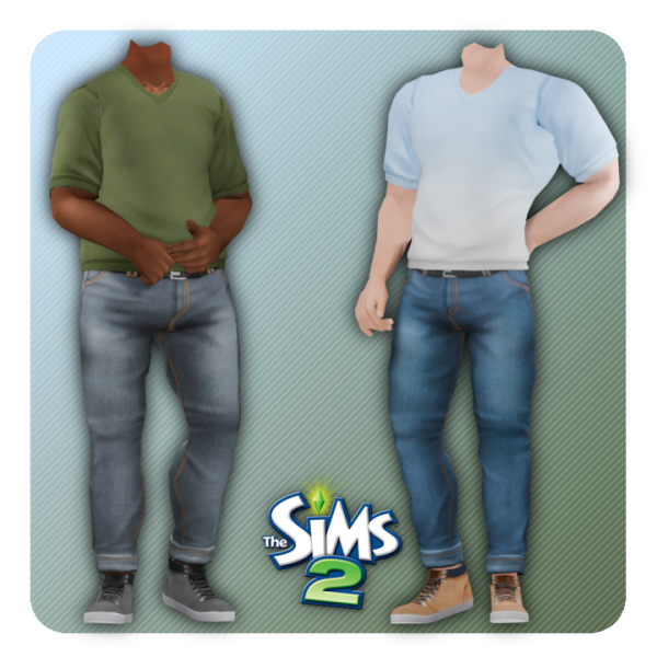 4t2 V Neck T Shirt II by simsfinds - The Sims 2 Custom Content