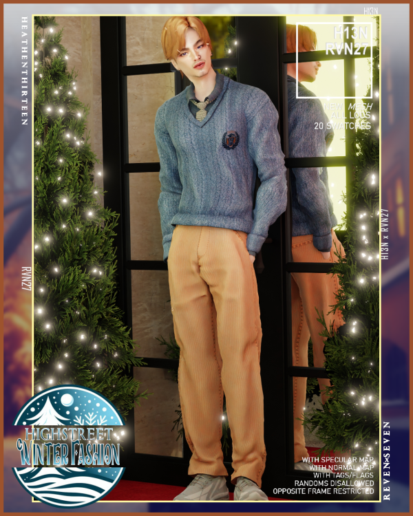 Alpha Belted Winter Corduroy Ribbed Loose Straight Trousers by simsfinds - The Sims 4 Custom Content