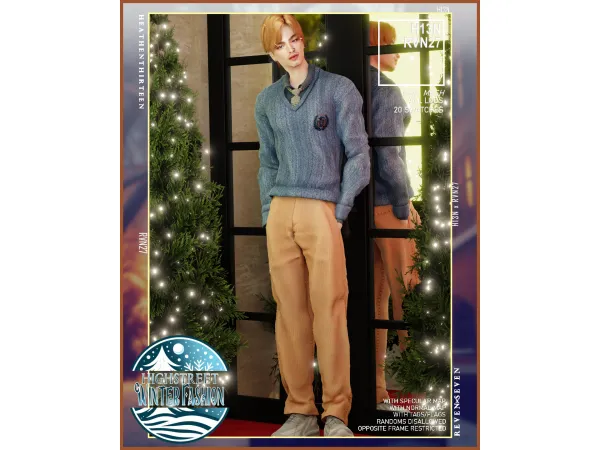 Alpha Belted Winter Corduroy Ribbed Loose Straight Trousers by heathenthirteen - The Sims 4 Custom Content