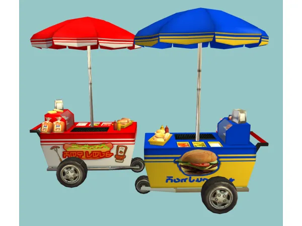 ZDD Exnem Simlish FoodCarts by zena-dew-drop