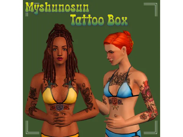 All Myshunosun Tattoos in One by platinumaspiration - The Sims 2 Custom Content