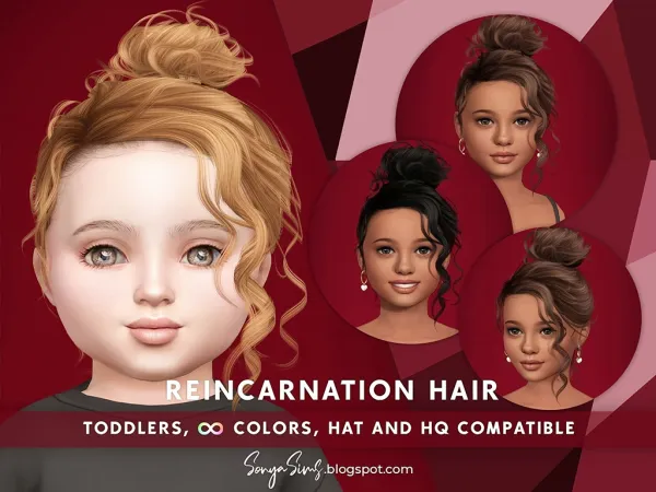 Alpha REINCARNATION HAIR TODDLERS - The Sims 4 Custom Content