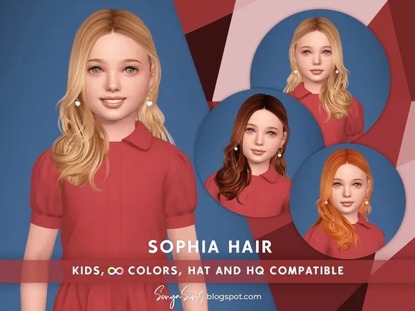 Alpha SOPHIA HAIR KIDS - The Sims 4 Custom Content