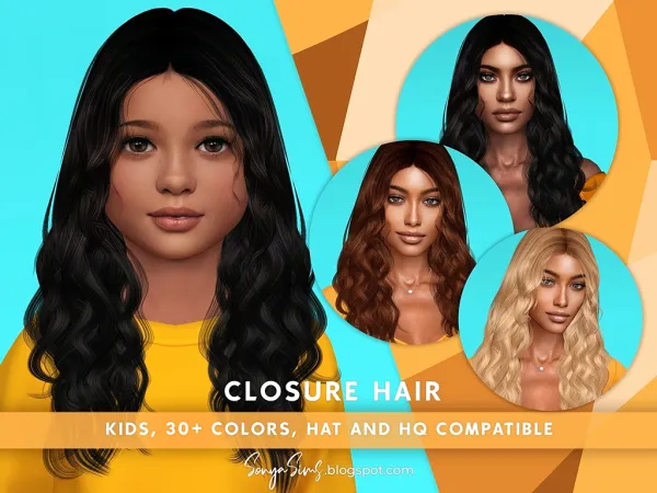 Alpha CLOSURE HAIR KIDS - The Sims 4 Custom Content
