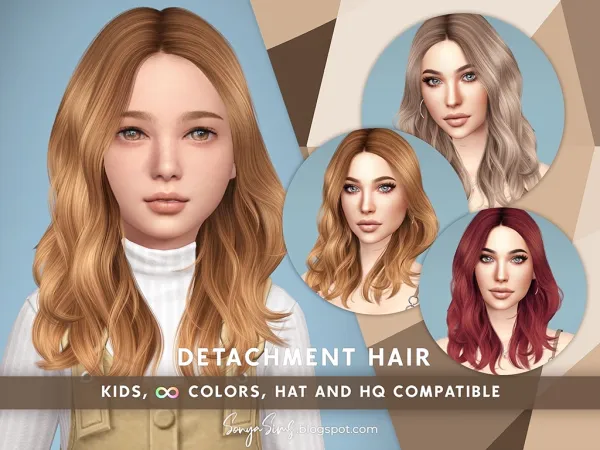 Alpha DETACHMENT HAIR KIDS - The Sims 4 Custom Content