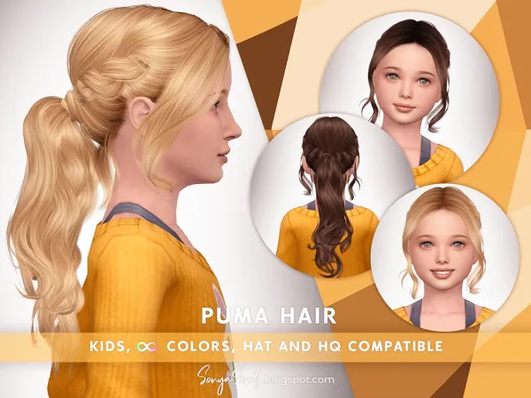 Alpha PUMA HAIR KIDS - The Sims 4 Custom Content