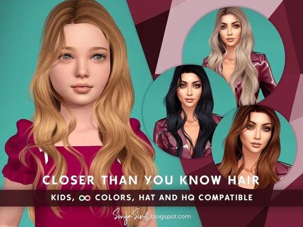 Alpha CLOSER THAN YOU KNOW HAIR KIDS - The Sims 4 Custom Content