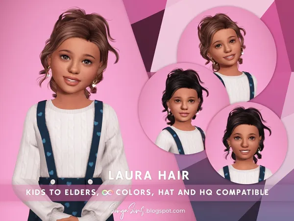 Alpha LAURA HAIR KIDS (BANGS INCLUDED) - The Sims 4 Custom Content