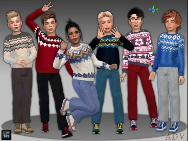 Mix Winter outfits for boys - The Sims 4 Custom Content