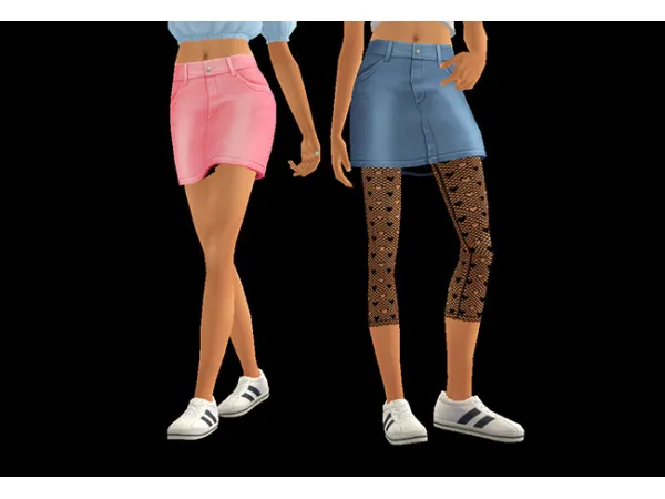 4t2 Skirt Mini Denim with Sneaker Low Top by yandereplumsim - The Sims 2 Custom Content