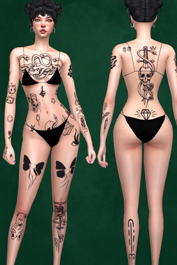 Mix Tattoo Urban Ballerina More Colors by simsfinds - The Sims 4 Custom Content