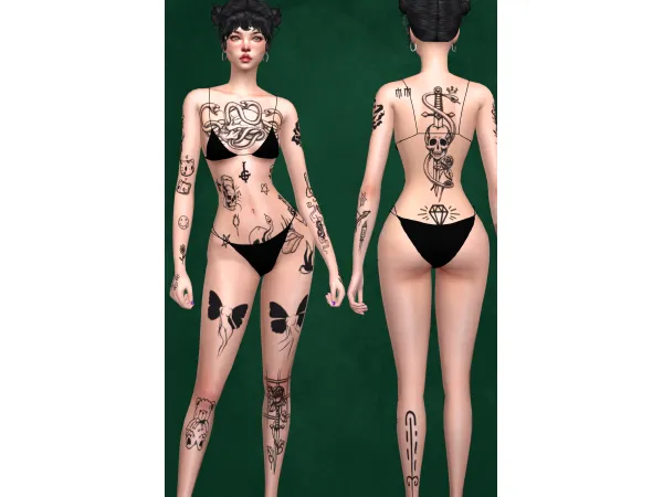 Mix Tattoo Urban Ballerina More Colors by JenniAnneJane - The Sims 4 Custom Content