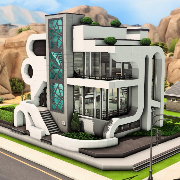 Maxis Match Futuristic Family House (NO ) by simsfinds - The Sims 4 Custom Content