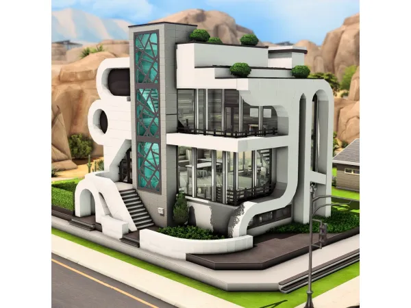 Maxis Match Futuristic Family House (NO ) by PlumbobKingdom - The Sims 4 Custom Content