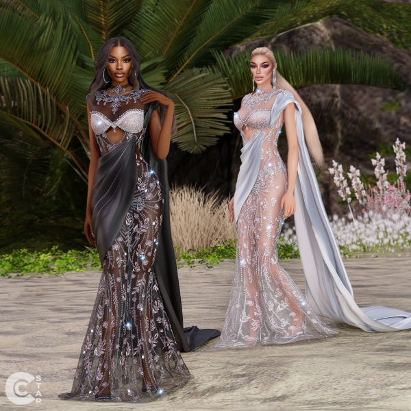 Alpha Lace Gown with Shimmering Sequins by cool_content_star - The Sims 4 Custom Content