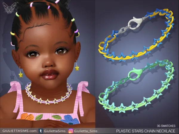 Plastic Stars Chain Necklace For Toddlers