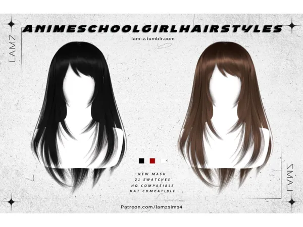 Alpha LAMZ Anime School Girl Hairstyles 001f - The Sims 4 Custom Content