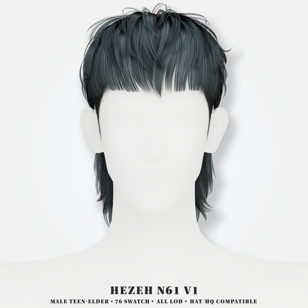 Alpha [Hezeh]Hair_No61 V1 by hezeh - The Sims 4 Custom Content
