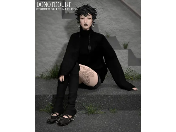 Alpha Studded Ballerina Flats by donotdoubt - The Sims 4 Custom Content